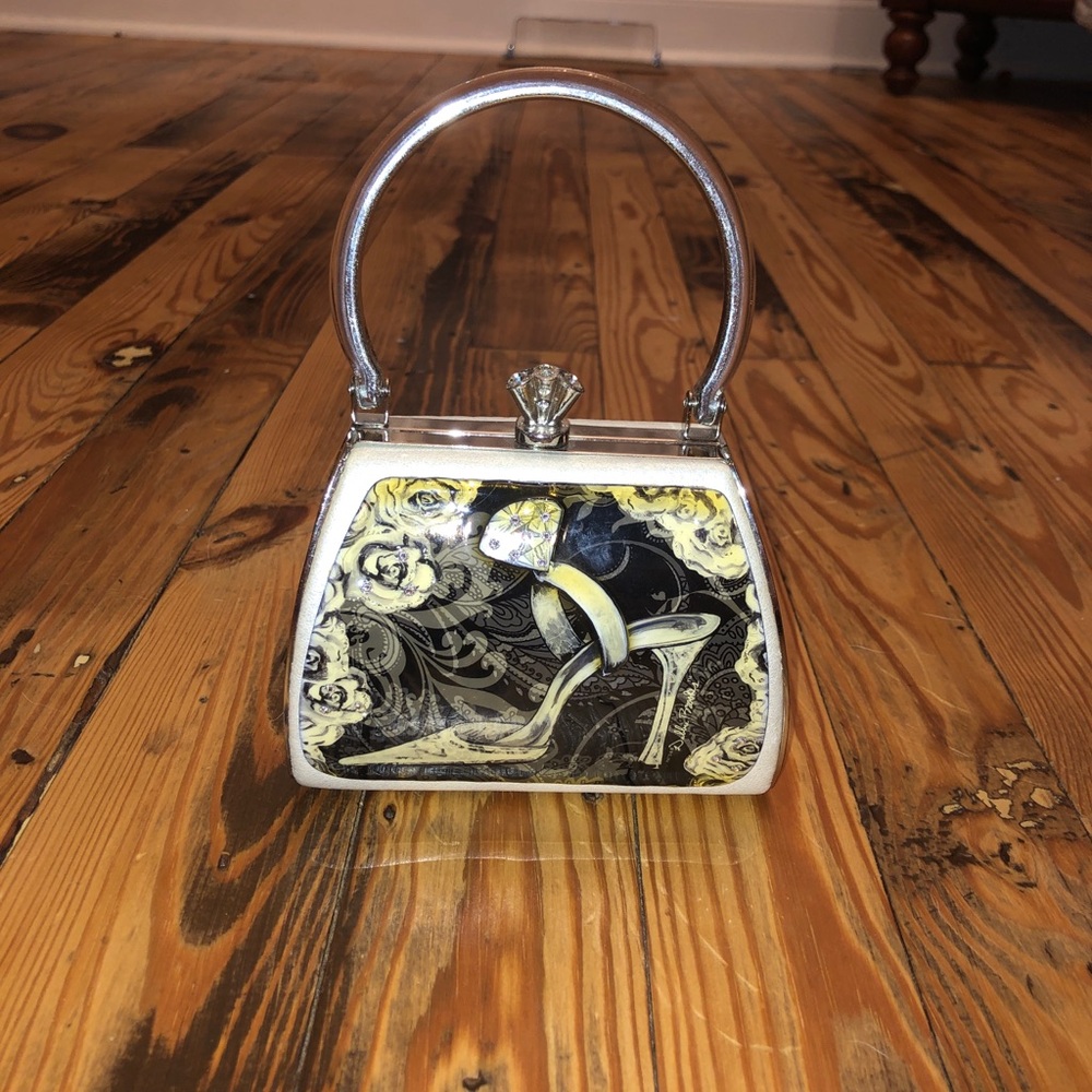 Debbie Brooks mini purse w/  high heel with diamond ring Swarovski Crystals